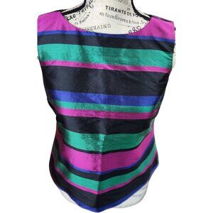 TALBOTS Silk Jewel-Toned Striped Sleeveless Top Size 2P
